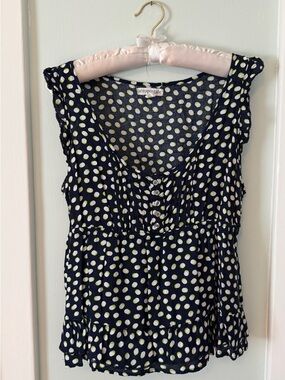Aeropostale Navy Polka Dot Tank with Lime and White Dots